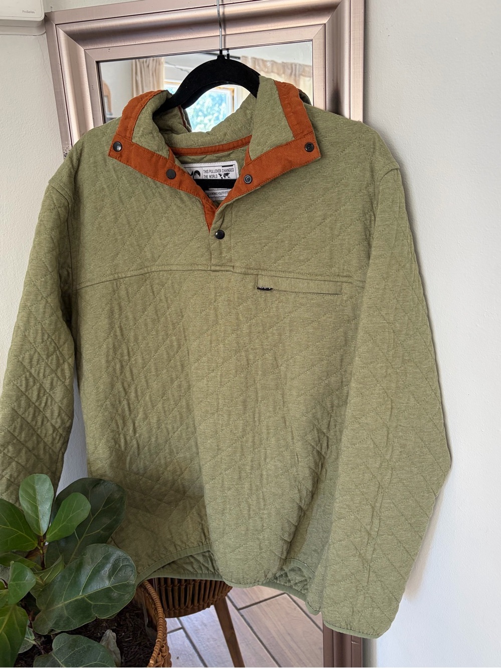 RM Rock Monkey Outfitters Quilted Pullover Jacket Medium 100% Cotton